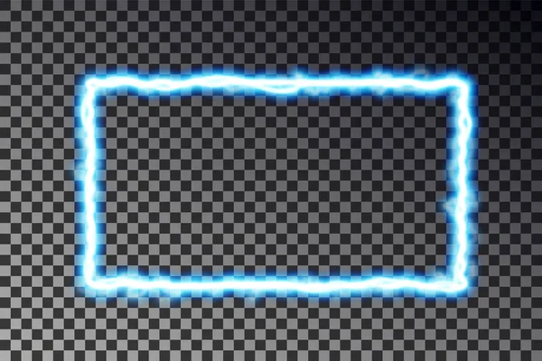 Векторний банер світлової рамки ізольовано на темному тлі. Сяй кордону в стилі блискавки, прозорий ефект. Легкий магічний прямокутник. Векторні ілюстрації — стоковий вектор