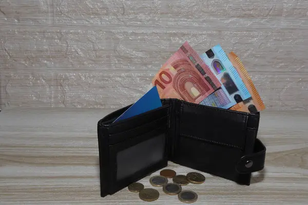 wallet with money. wallet, cash, wallet and coins