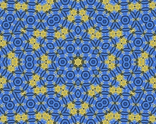 Fundo Padrão Abstrato Amarelo Azul Preenchendo Quadro — Fotografia de Stock