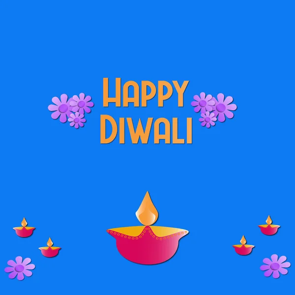 Happy Diwali Greeting Diya Lights Circle — Stock Photo, Image