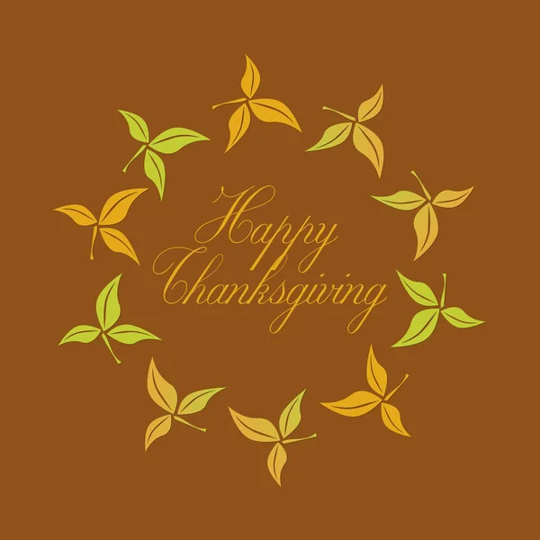 Happy Thanksgiving greetings text in a circle of leaves.