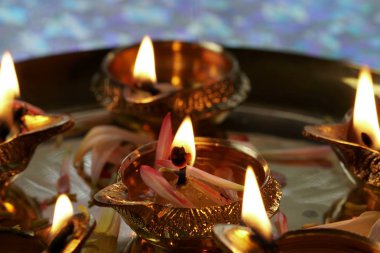 Diwali için gaz lambaları, ışık festivali.