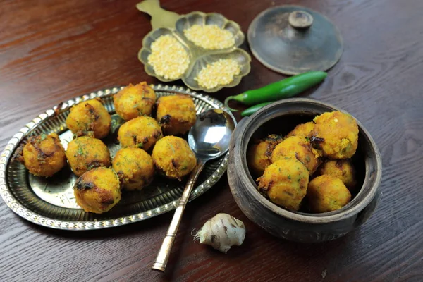 Würzige Indische Vegane Moong Daal Balls Mit Kopierraum — Stockfoto