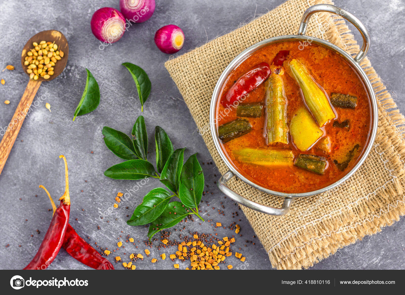 Popular South Indian Lentil Dish Vertical Photo Directly Dark