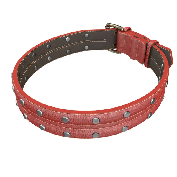 Doggy leather collar on an isolated white background. 3d illustration — Stock Photo, Image
