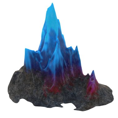 Ock beyaz izole zemin üzerine mavi kristal ile. 3D çizim
