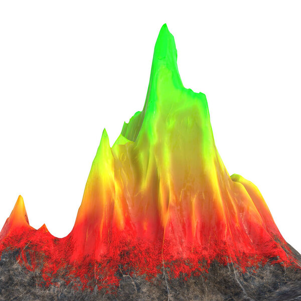 ock с зеленым кристаллом на белом изолированном фоне. 3d иллюстрация
