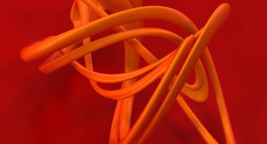 kırmızı arka plan ile turuncu şekil. 3D çizim