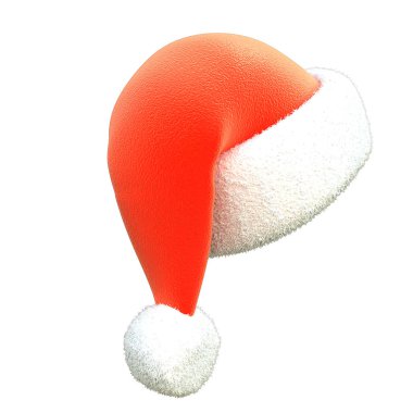 Yalıtılmış bir beyaz zemin üzerine kırmızı Santa Claus şapka. 3D çizim