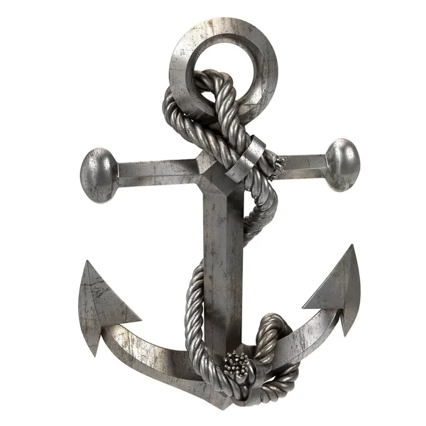 Iron sea anchor on an isolated white background. 3d illustration — Stock Photo, Image