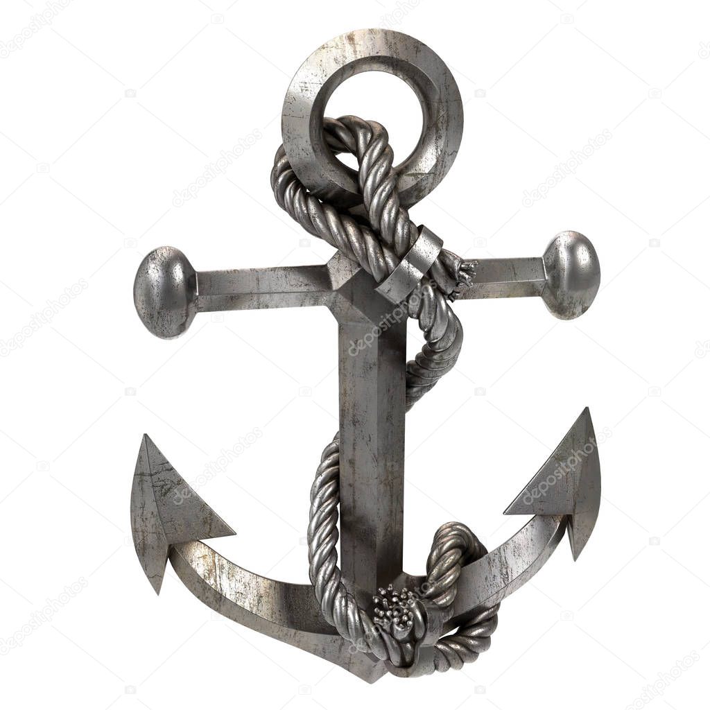 iron sea anchor on an isolated white background. 3d illustration