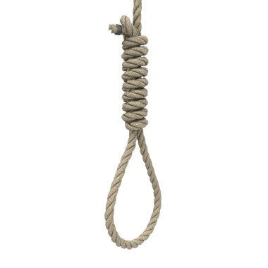 izole bir beyaz zemin üzerine boynundaki ip döngü. 3D çizim