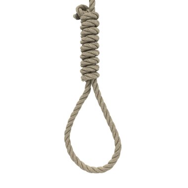 izole bir beyaz zemin üzerine boynundaki ip döngü. 3D çizim