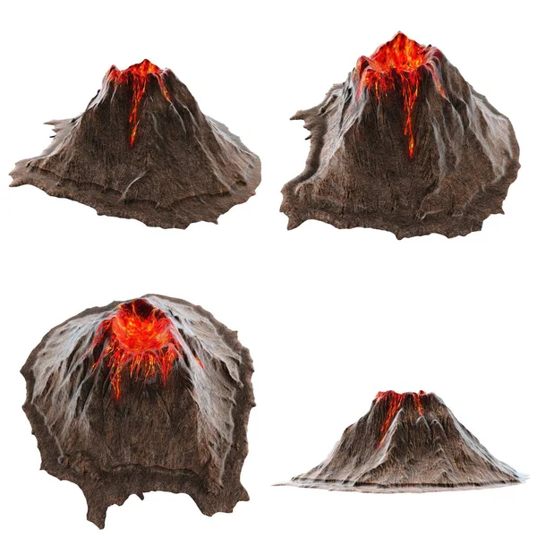 Vulcão lava sem fumaça no fundo isolado. ilustração 3d — Fotografia de Stock