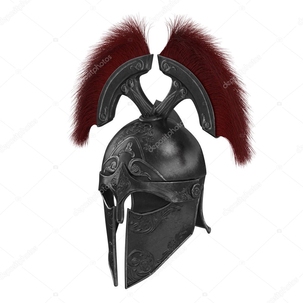 Trojan black closed helmet on an isolated white background