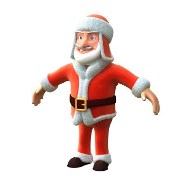 çılgın Noel Baba izole beyaz arka plan üzerinde çizgi film. 3D çizim
