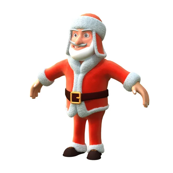 Verrückter Cartoon-Weihnachtsmann auf isoliertem weißem Hintergrund. 3D-Illustration — Stockfoto