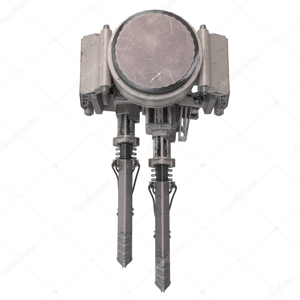 A large gun turret on an isolated white background. 3d illustration