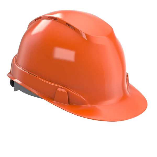 Na na białym tle pomarańczowy kask budowy. ilustracja 3D — Zdjęcie stockowe