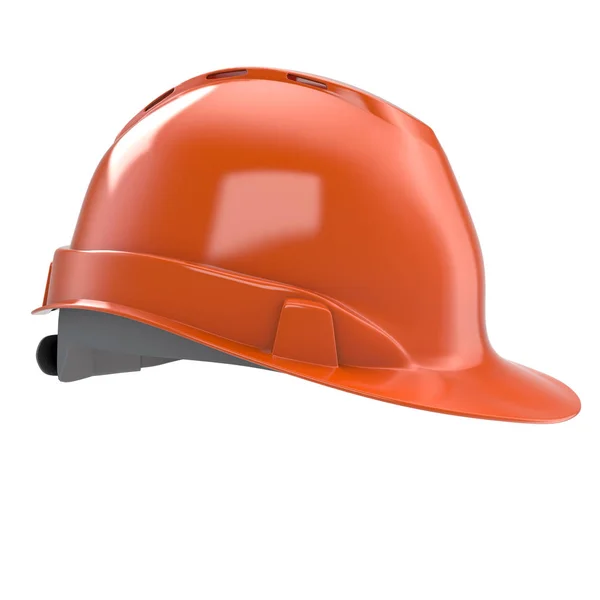Строительный шлем оранжевый на изолированном белом фоне. 3d иллюстрация — стоковое фото
