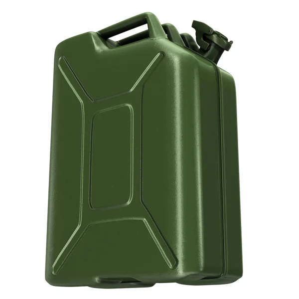 Lata de combustível verde sobre um fundo branco isolado. ilustração 3d — Fotografia de Stock