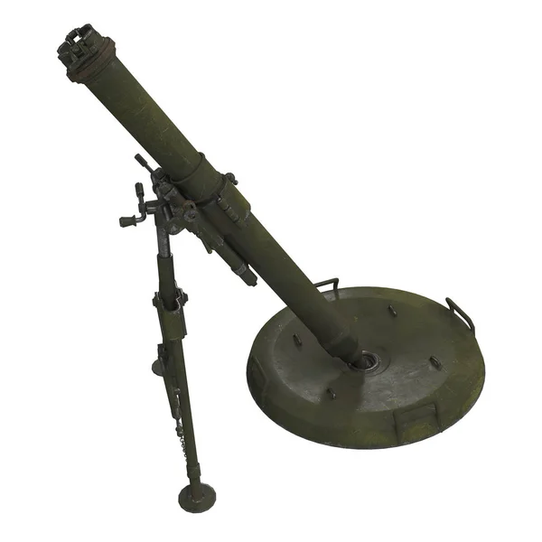 De 120-mm mortel kanonkanon 2B11 op witte achtergrond. 3D illustratie — Stockfoto