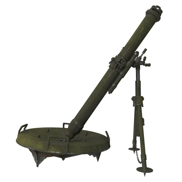 De 120-mm mortel kanonkanon 2B11 op witte achtergrond. 3D illustratie — Stockfoto