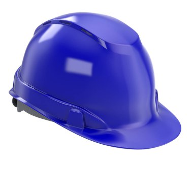 izole bir arka planda inşaat kask mavi. 3D çizim