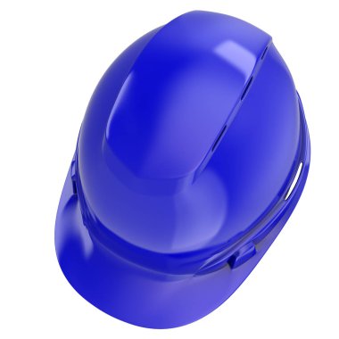 izole bir arka planda inşaat kask mavi. 3D çizim