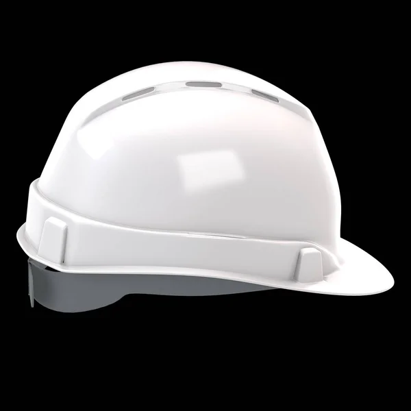 Casco da costruzione bianco su sfondo isolato. Illustrazione 3d — Foto Stock