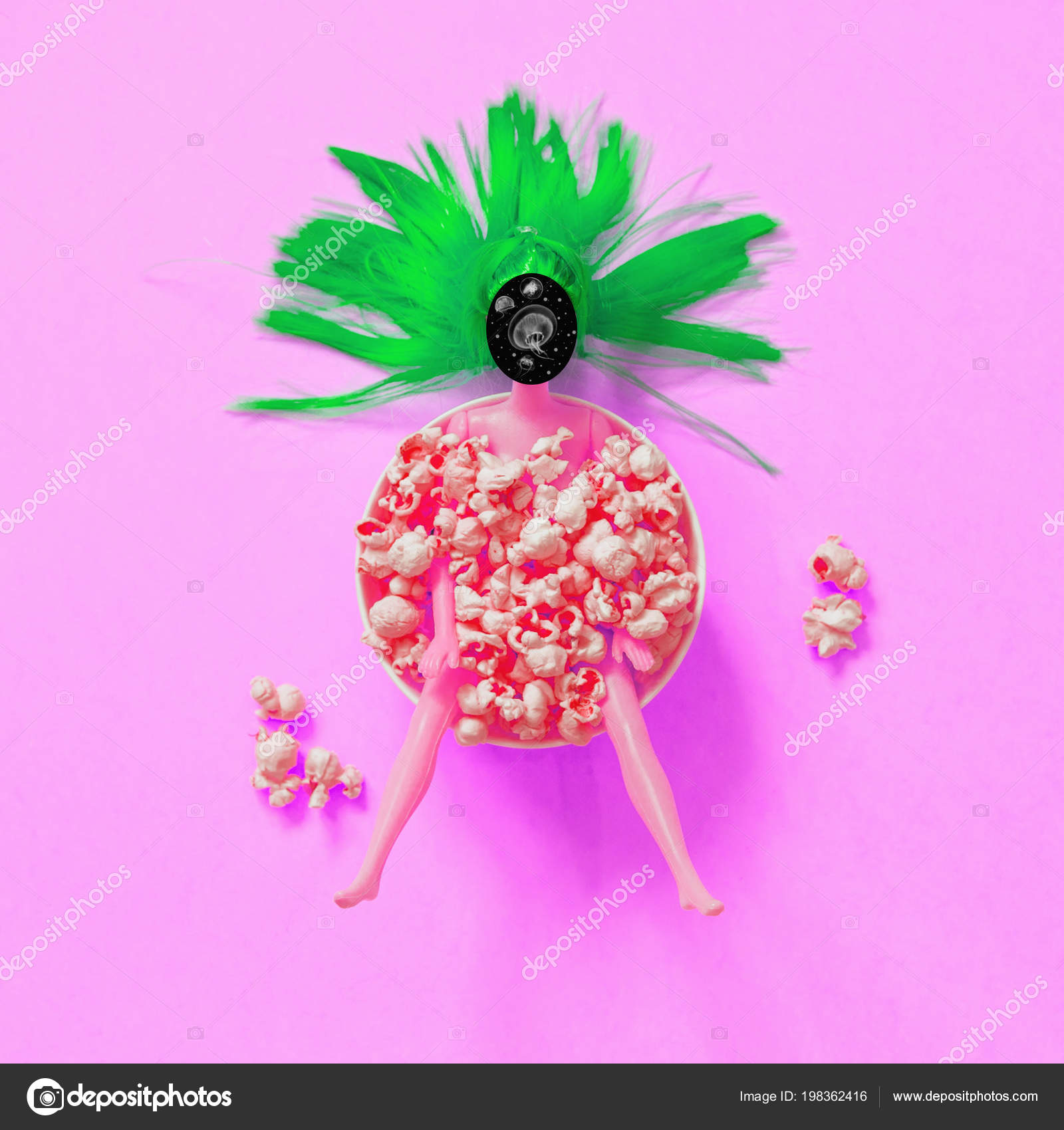 Chocolate Donut Instead Of A Doll Head In A Plate Chocolate Donut Instead Of A Doll Head In A Plate