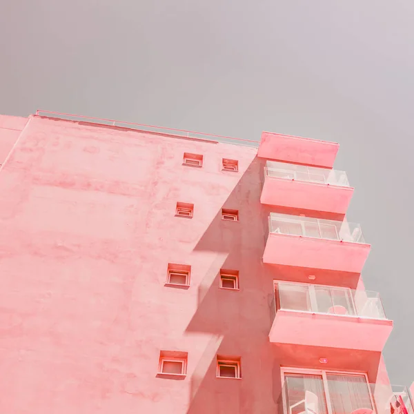 Part of the hotel building. Minimal architecture. Infrared style