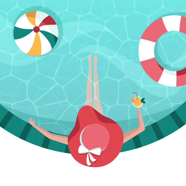 Havuzun kenarına şapkalı bir kız.