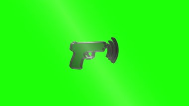 Metalik tabanca yeşil ekran üzerinde pürüzsüz dönüyor, profesyonel video düzenleme ve birleştirme iş akışları için pürüzsüz bir döngü sağlıyor