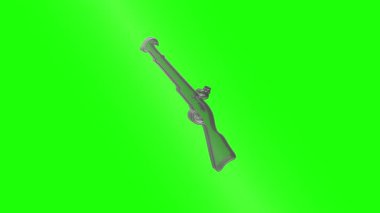 Krom anahtar arkaplan üzerinde yavaşça dönen gümüş tüfek, video birleştirme ve özel efektler için mükemmel
