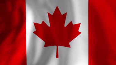 Kanada bayrağı zarif bir şekilde dalgalanıyor, ikonik akçaağaç yaprağı tasarımını ve rüzgarda hafifçe dalgalanan kırmızı ve beyaz renklerini sergiliyor.