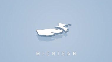 Michigan 'ın Minimalist 3D haritası sağlam bir arkaplan üzerinde yavaşça dönüyor, sunumlar veya eğitim videoları için mükemmel