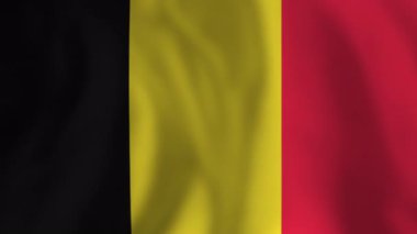 Belçika ulusal bayrağı nazikçe dalgalanıyor, siyah, sarı ve kırmızı dikey çizgilerini sergiliyor.