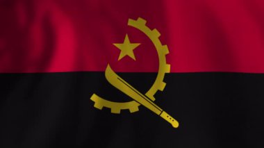 Angolan ulusal bayrağı rüzgarda dalgalanırken, vatanseverlik sembolünü birden fazla dinamik çekimle ele geçirip ulusal gurur ve kimlik gösteriyordu.