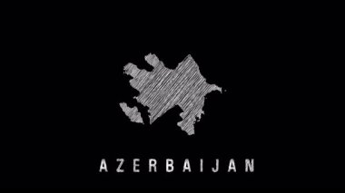 Beyaz çizgiler dinamik bir şekilde Azerbaijani coğrafi sınırlarını simsiyah arkaplana karşı çizerek, minimalist animasyon tasarımı yoluyla ulusal toprak hatlarını grafiksel olarak betimliyor