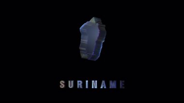 Siyah arkaplan üzerinde dönen surinam haritasının holografik projeksiyonu, belgeseller, haberler veya sunumlar için mükemmel