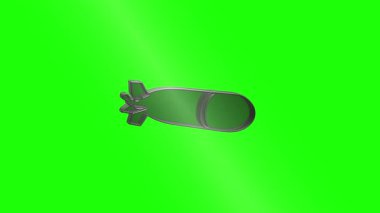 Metalik bomba yeşil ekran arka planında dönüyor, video birleştirme ve görsel efektler için mükemmel
