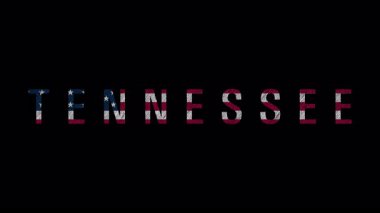 Siyah arka planda Amerikan bayrağı tasarımı bulunan Tennessee isminin canlandırılmış görüntüsü. Vatansever devlet gurur kavramı