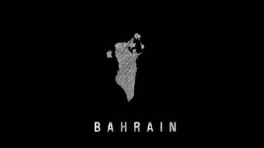 Bahreyn 'in gümüş karalama haritası karanlık arka planda coğrafi hatları ortaya çıkarıyor, parlak, minimalist estetik kartografik tasarımı sergiliyor.