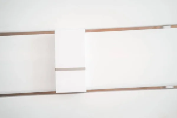 Cajas Artesanales Mesa Blanca Desde Arriba Embalaje Productos Maqueta Marca — Foto de Stock