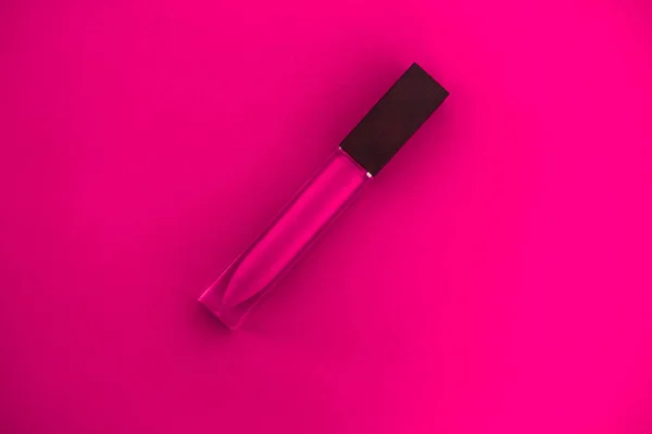 Lebendigen Rosa Matten Flüssigen Lipgloss Auf Dem Gleichen Kühnen Farbigen — Stockfoto