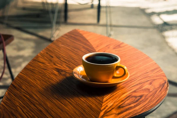 Specialty Filter Coffee Yellow Cup Wooden Table Hipster Coffee Shop — Stock Photo, Image