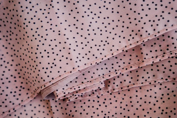 Polka Dot Silk Fabric Nude Pink Color Folded — Stock Photo, Image