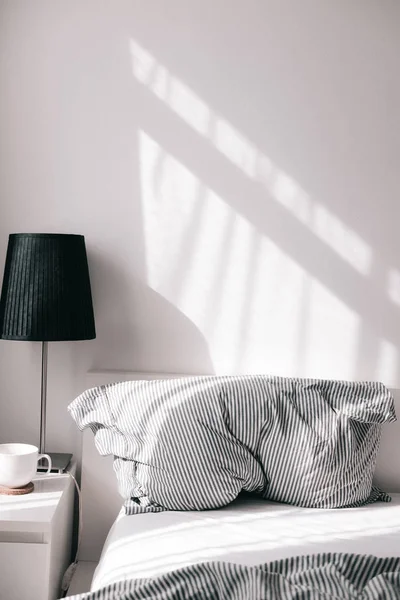 Diseño Dormitorio Blanco Concepto Minimalismo — Foto de Stock