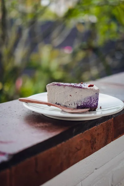 Vegan Mentah Tidak Ada Kue Blueberry Mousse Panggang Bebas Gluten — Stok Foto